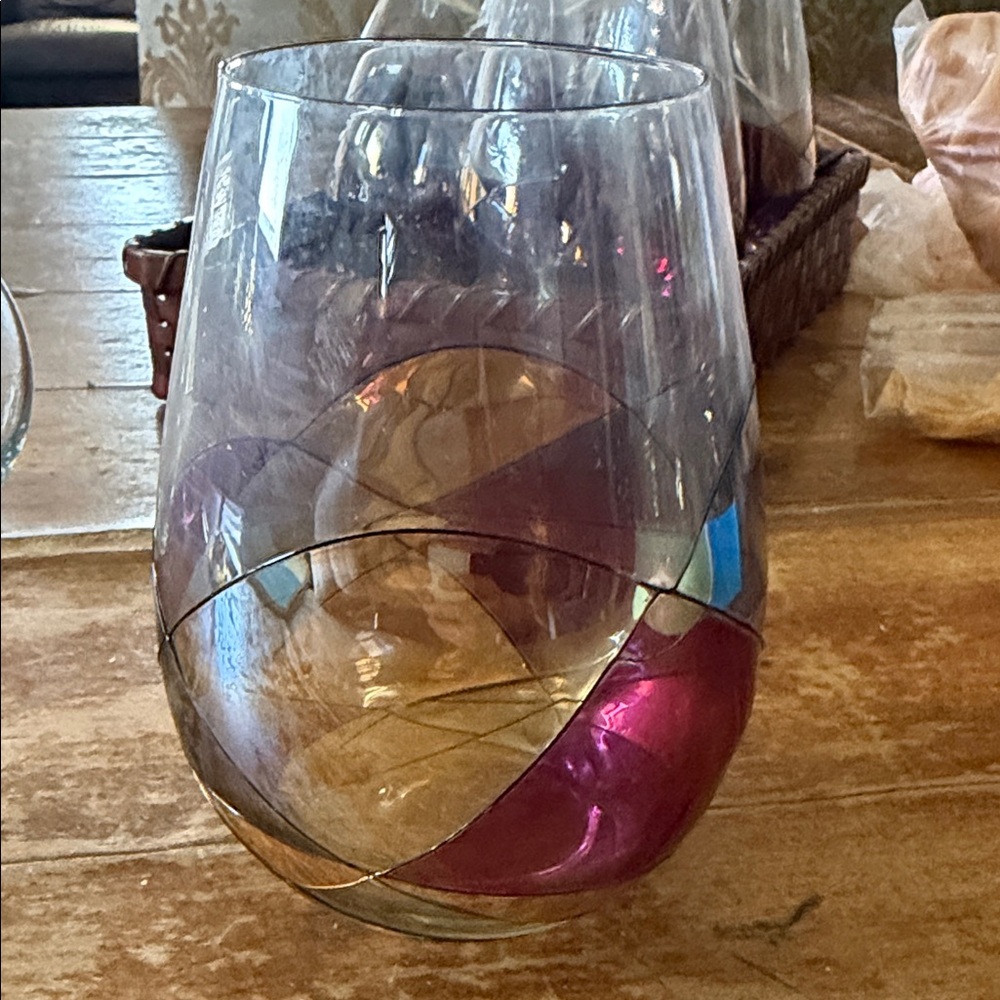 Cornet Barcelona “Sagrada” Stemless Hand Painted Wine Glasses Set of 4 – 15.5 oz